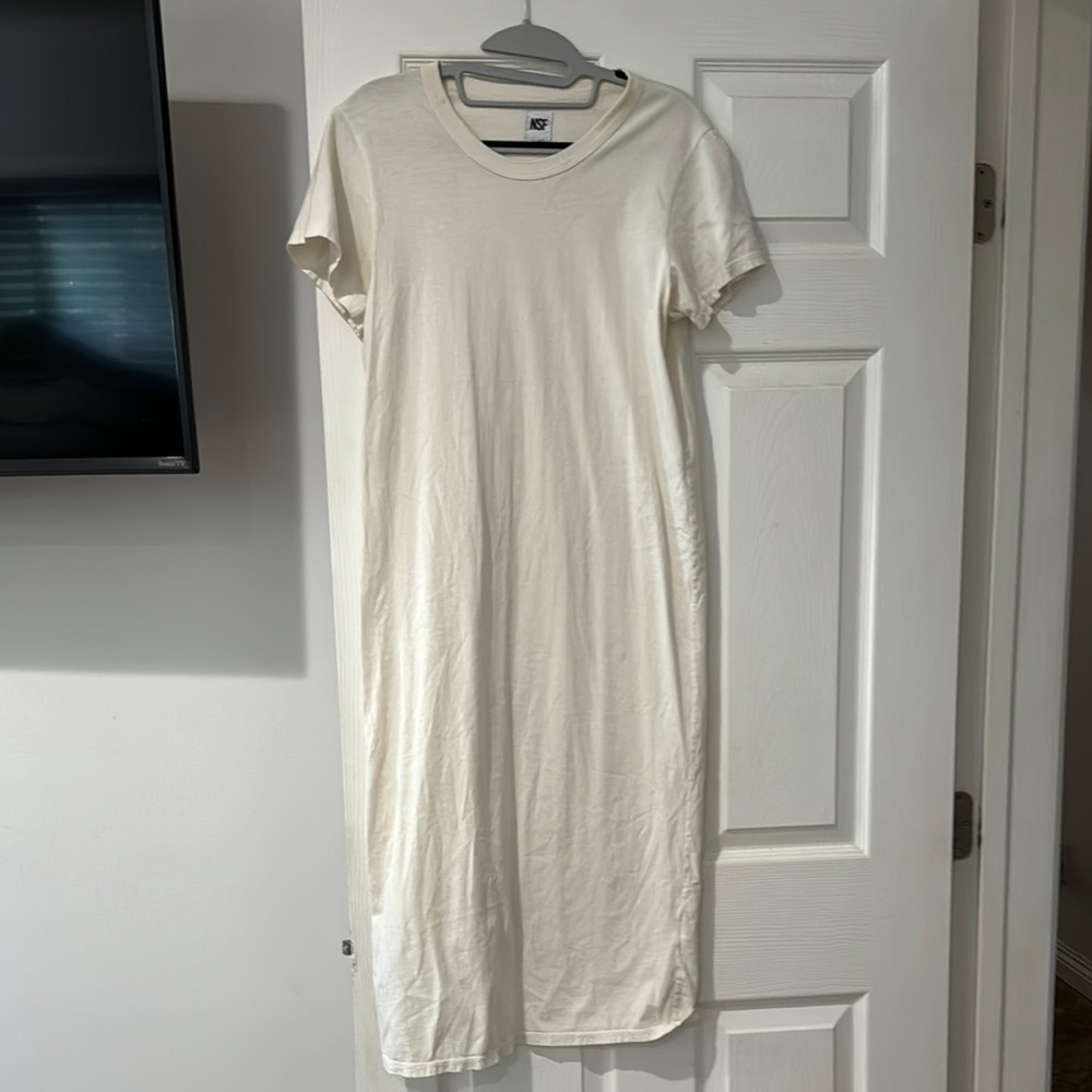 NSF Classic White T-Shirt Dress size l